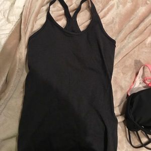 Grey ribbed Size 6 Lululemon tank with Bra